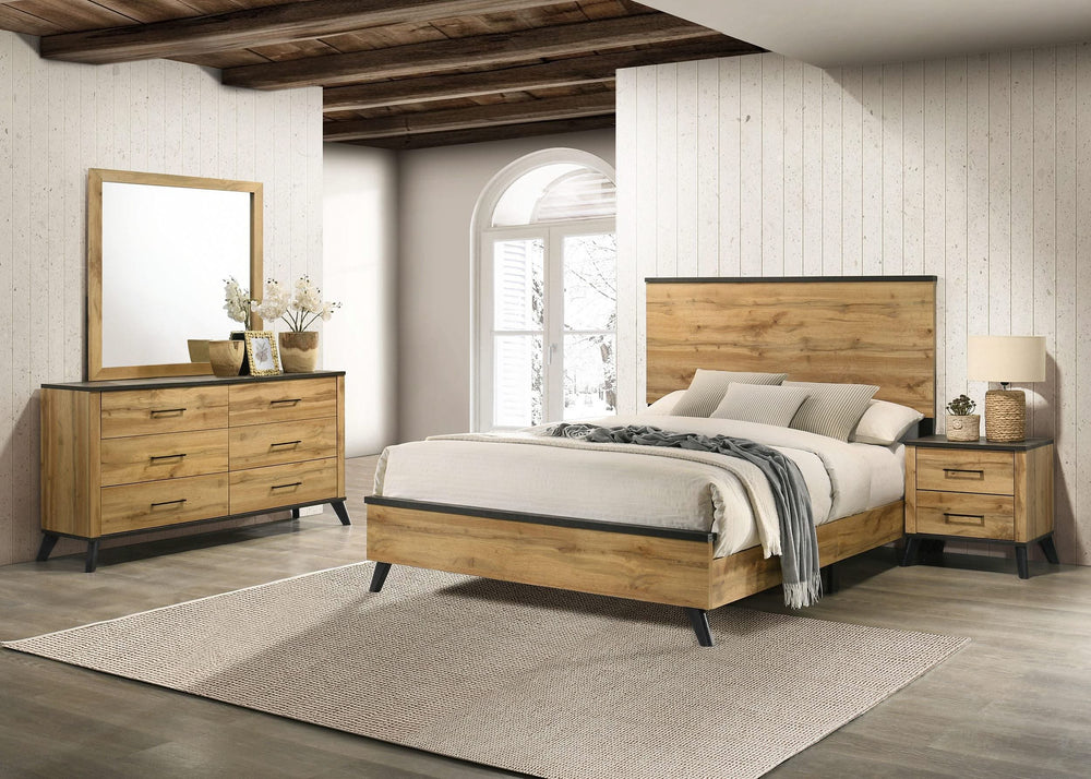 Juego de dormitorio Kaywood de 4 piezas tamaño Queen en pino natural