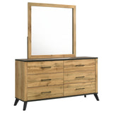 Cómoda Kaywood de 6 cajones y espejo de pino natural