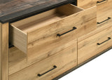 Cómoda Kaywood de 6 cajones y espejo de pino natural