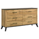 Cómoda Kaywood de 6 cajones de pino natural