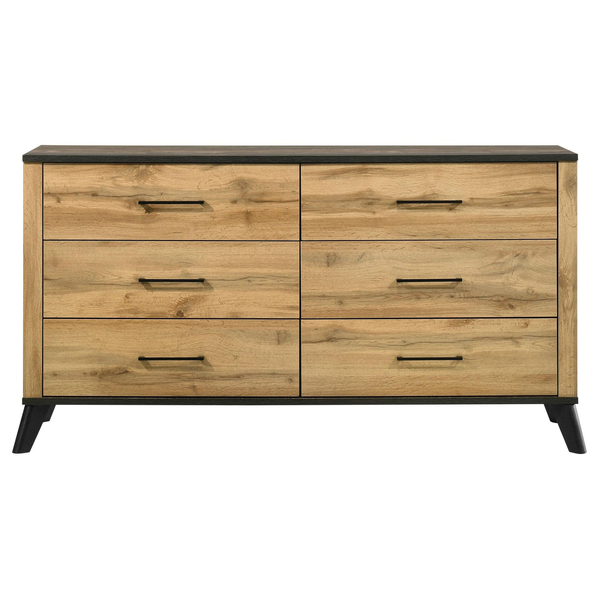 Cómoda Kaywood de 6 cajones de pino natural