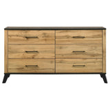 Cómoda Kaywood de 6 cajones de pino natural