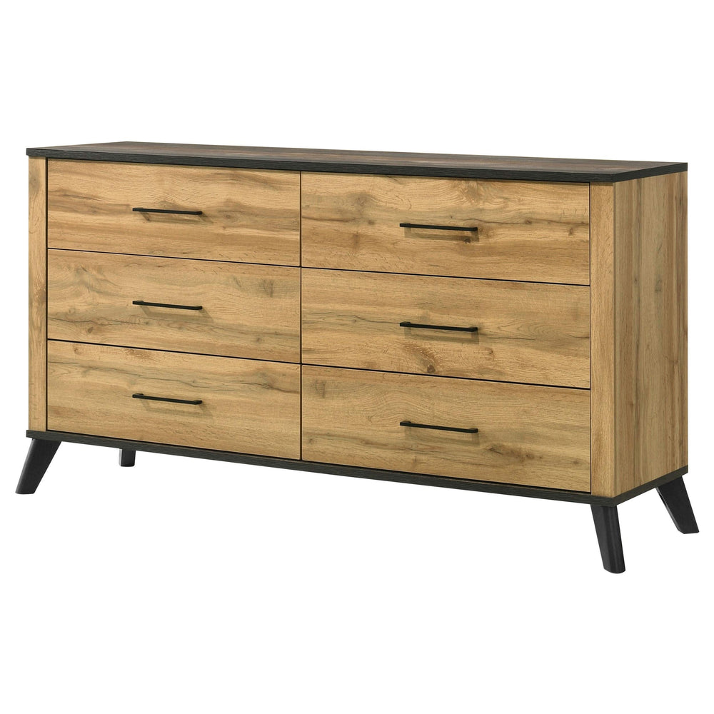 Cómoda Kaywood de 6 cajones de pino natural