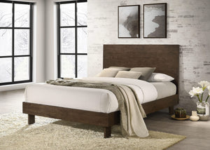 Cama Glenwood Queen de 48 pulgadas con plataforma y paneles en marrón cálido