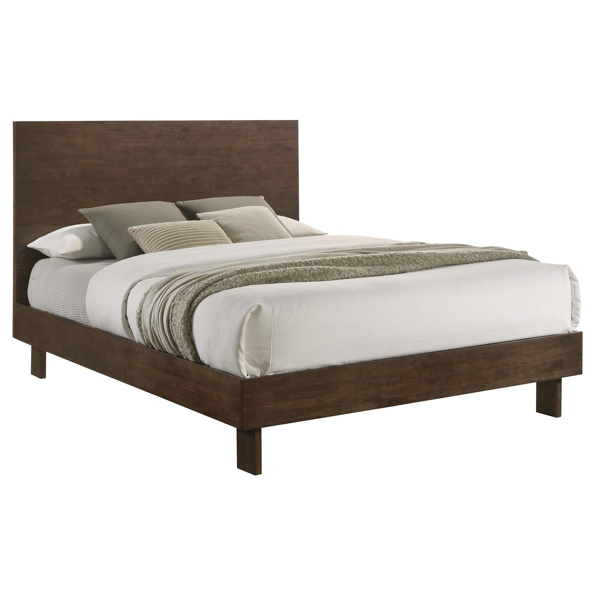 Cama Glenwood Queen de 48 pulgadas con plataforma y paneles en marrón cálido