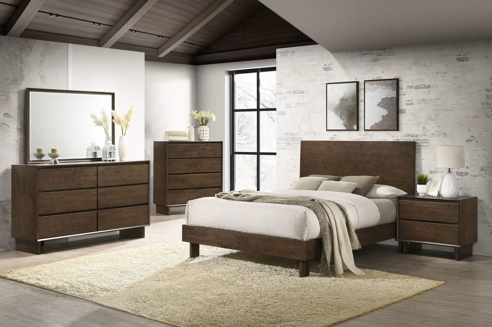 Cama Glenwood Queen de 48 pulgadas con plataforma y paneles en marrón cálido