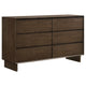 Cómoda Glenwood de 6 cajones en marrón cálido
