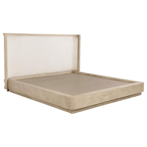 Cama Kailani Eastern King de 49 pulgadas con respaldo de alas, color roble beige