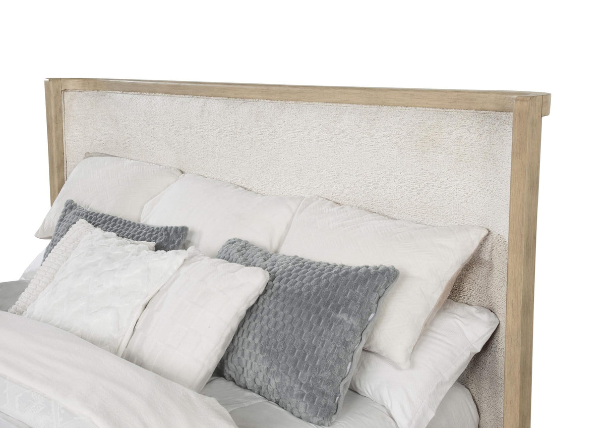 Cama Kailani Eastern King de 49 pulgadas con respaldo de alas, color roble beige
