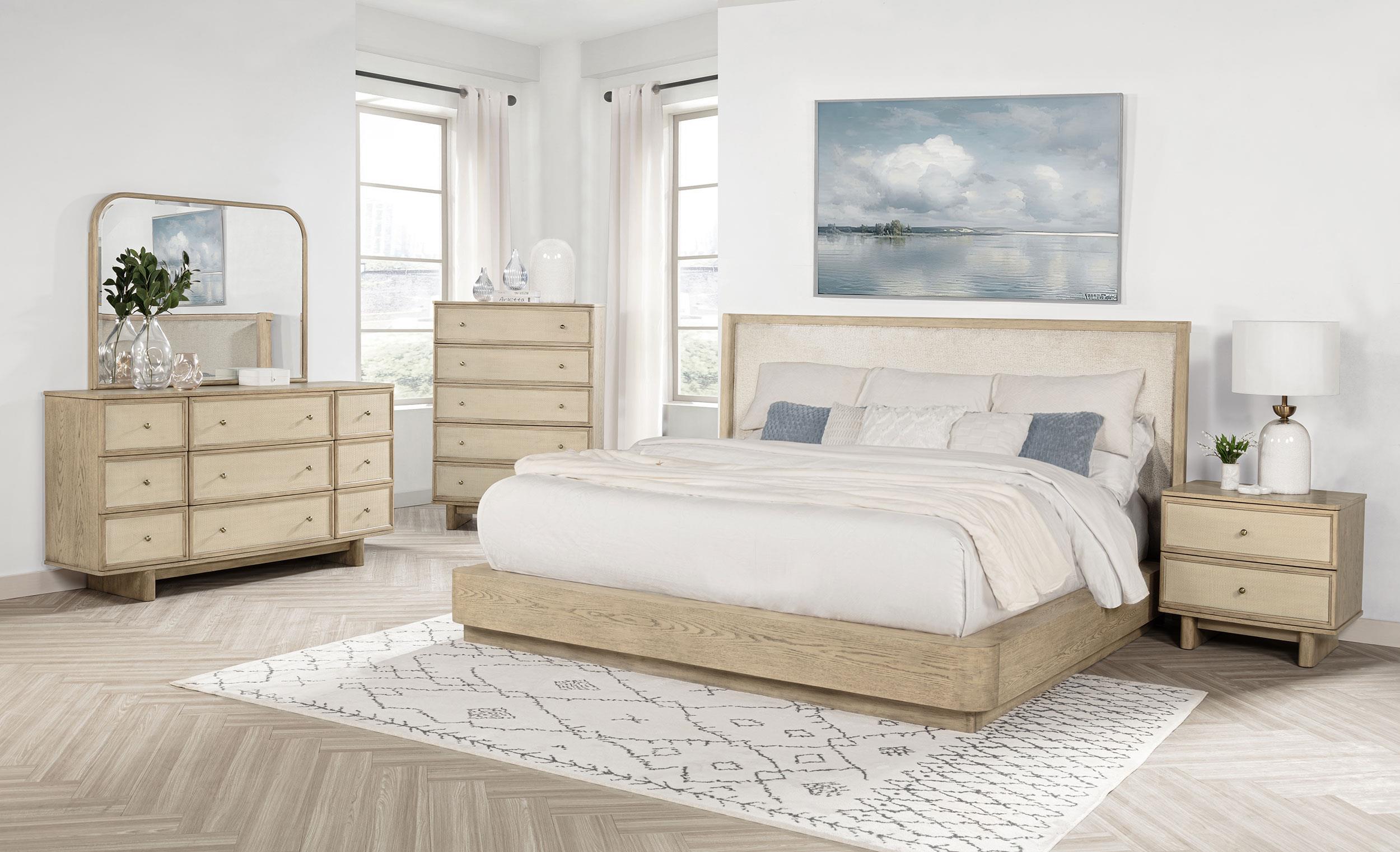 Kailani 49-inch Queen Wingback Bed Beige Oak