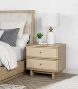 Mesita de noche Kailani de 2 cajones, roble beige
