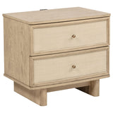 Mesita de noche Kailani de 2 cajones, roble beige