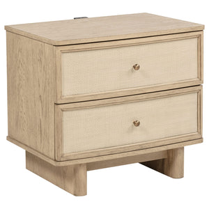 Mesita de noche Kailani de 2 cajones, roble beige
