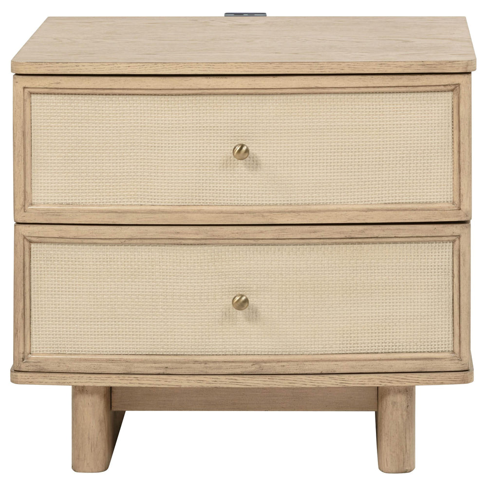 Mesita de noche Kailani de 2 cajones, roble beige