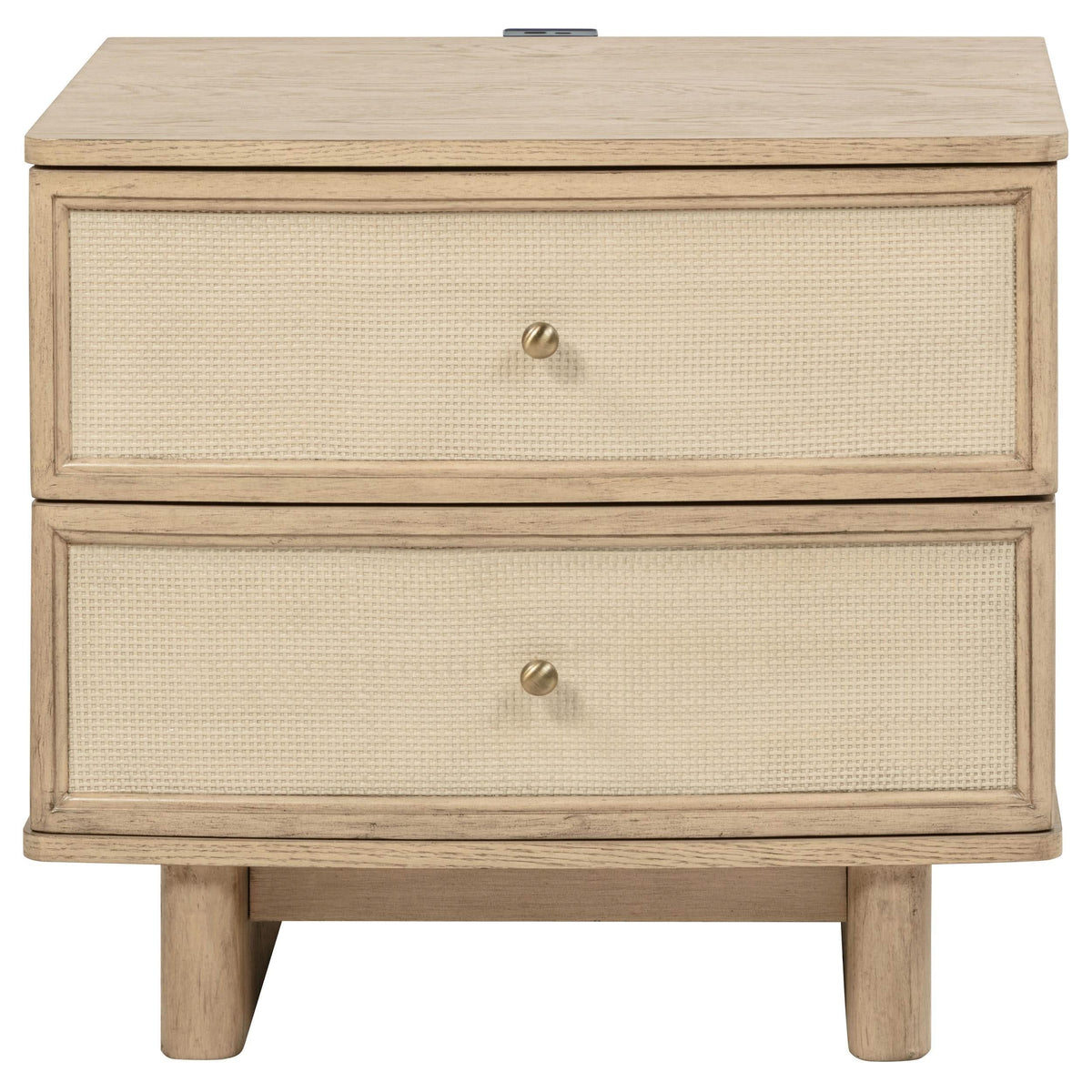 Mesita de noche Kailani de 2 cajones, roble beige