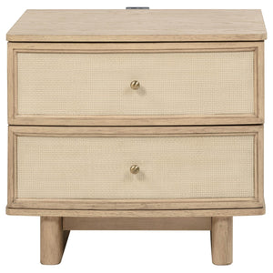 Mesita de noche Kailani de 2 cajones, roble beige