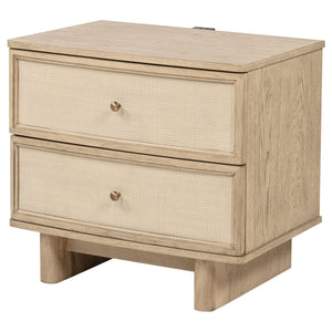 Mesita de noche Kailani de 2 cajones, roble beige