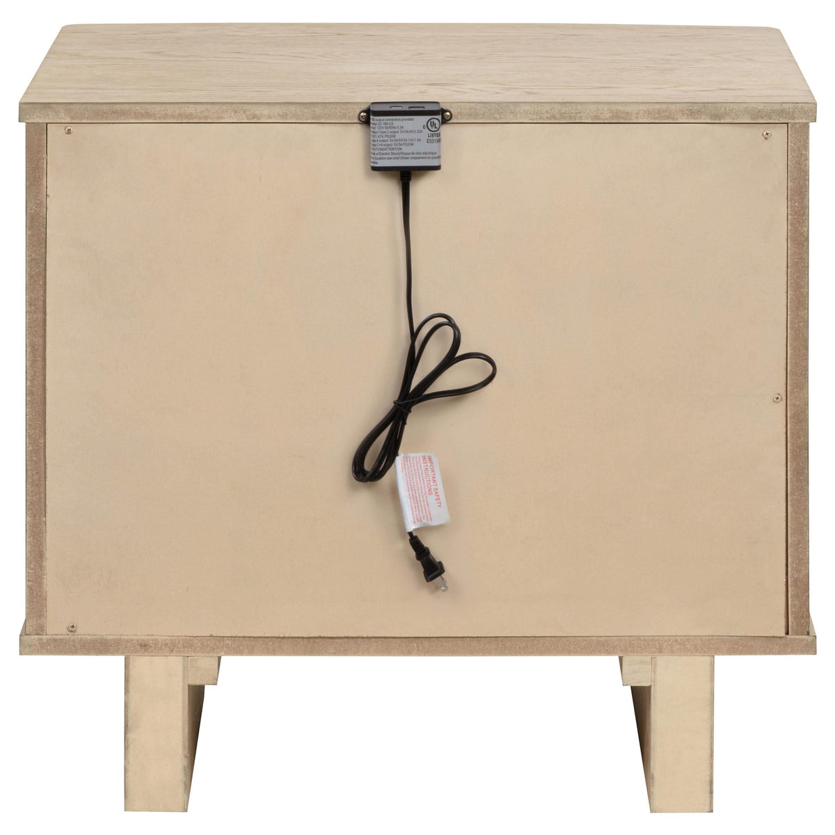 Mesita de noche Kailani de 2 cajones, roble beige