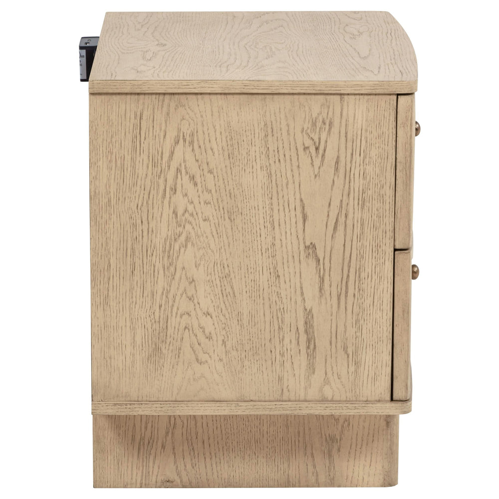 Mesita de noche Kailani de 2 cajones, roble beige