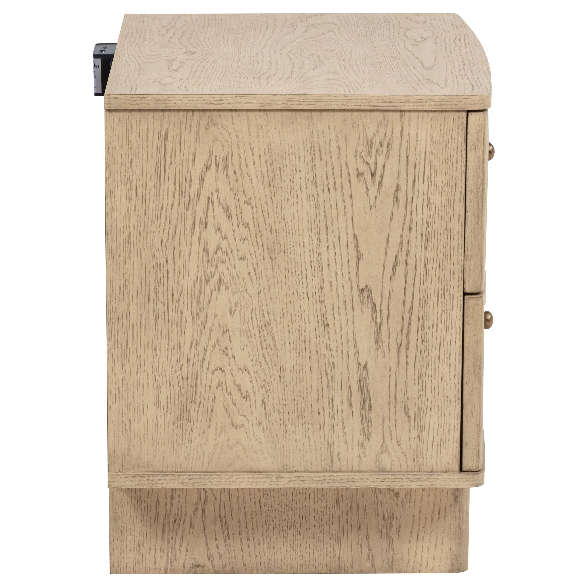 Kailani 2-drawer Nightstand Bedside Table Beige Oak
