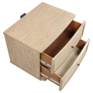 Mesita de noche Kailani de 2 cajones, roble beige