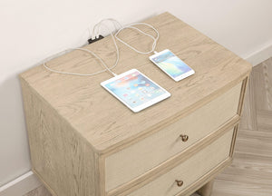 Mesita de noche Kailani de 2 cajones, roble beige