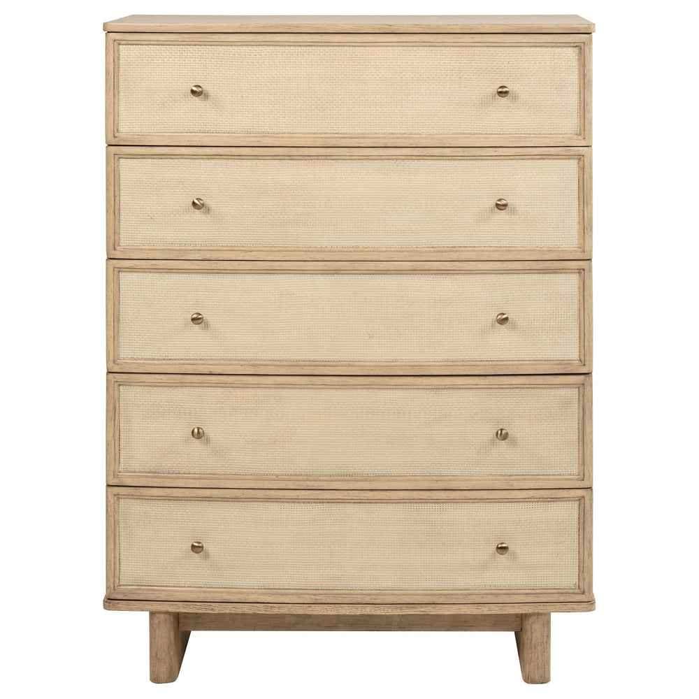 Cómoda de dormitorio Kailani de 5 cajones en roble beige