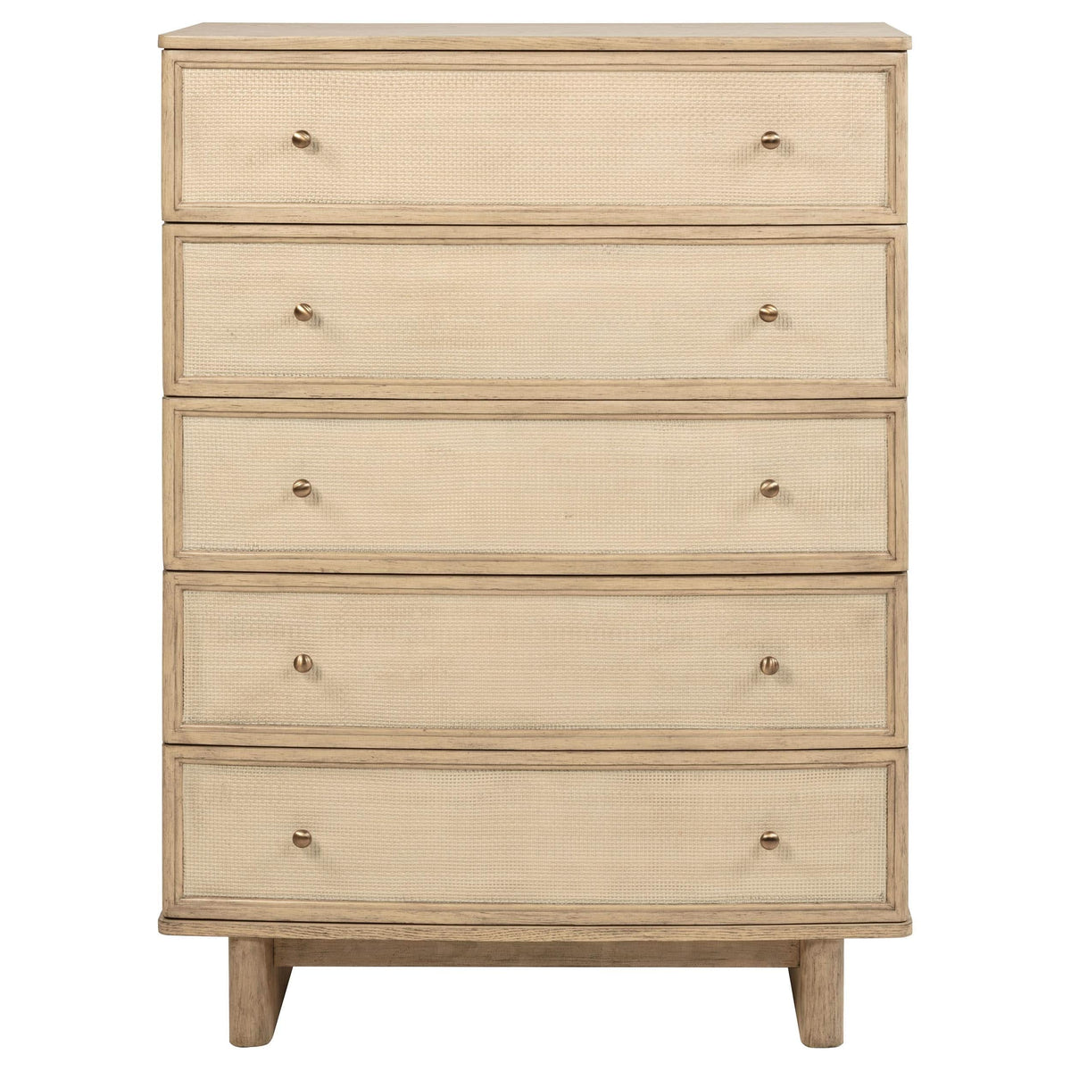 Cómoda de dormitorio Kailani de 5 cajones en roble beige