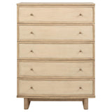 Cómoda de dormitorio Kailani de 5 cajones en roble beige
