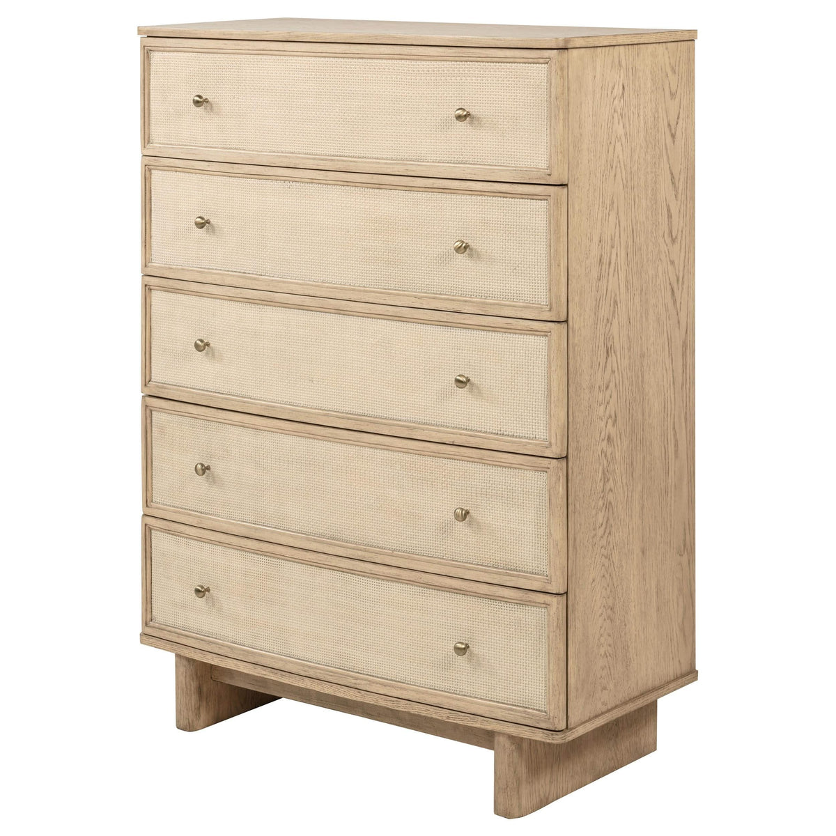 Cómoda de dormitorio Kailani de 5 cajones en roble beige
