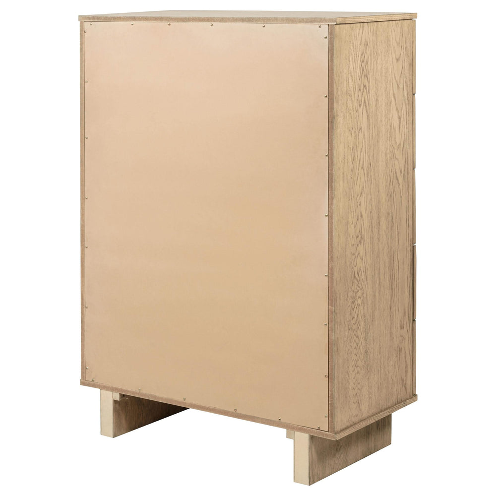 Cómoda de dormitorio Kailani de 5 cajones en roble beige