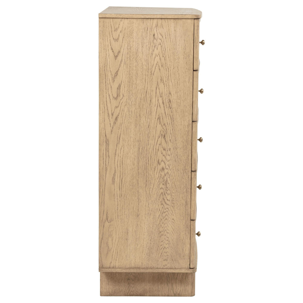 Cómoda de dormitorio Kailani de 5 cajones en roble beige