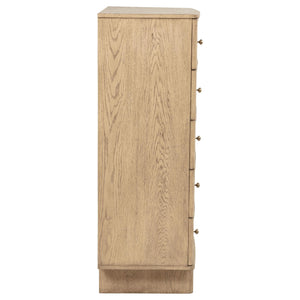 Cómoda de dormitorio Kailani de 5 cajones en roble beige