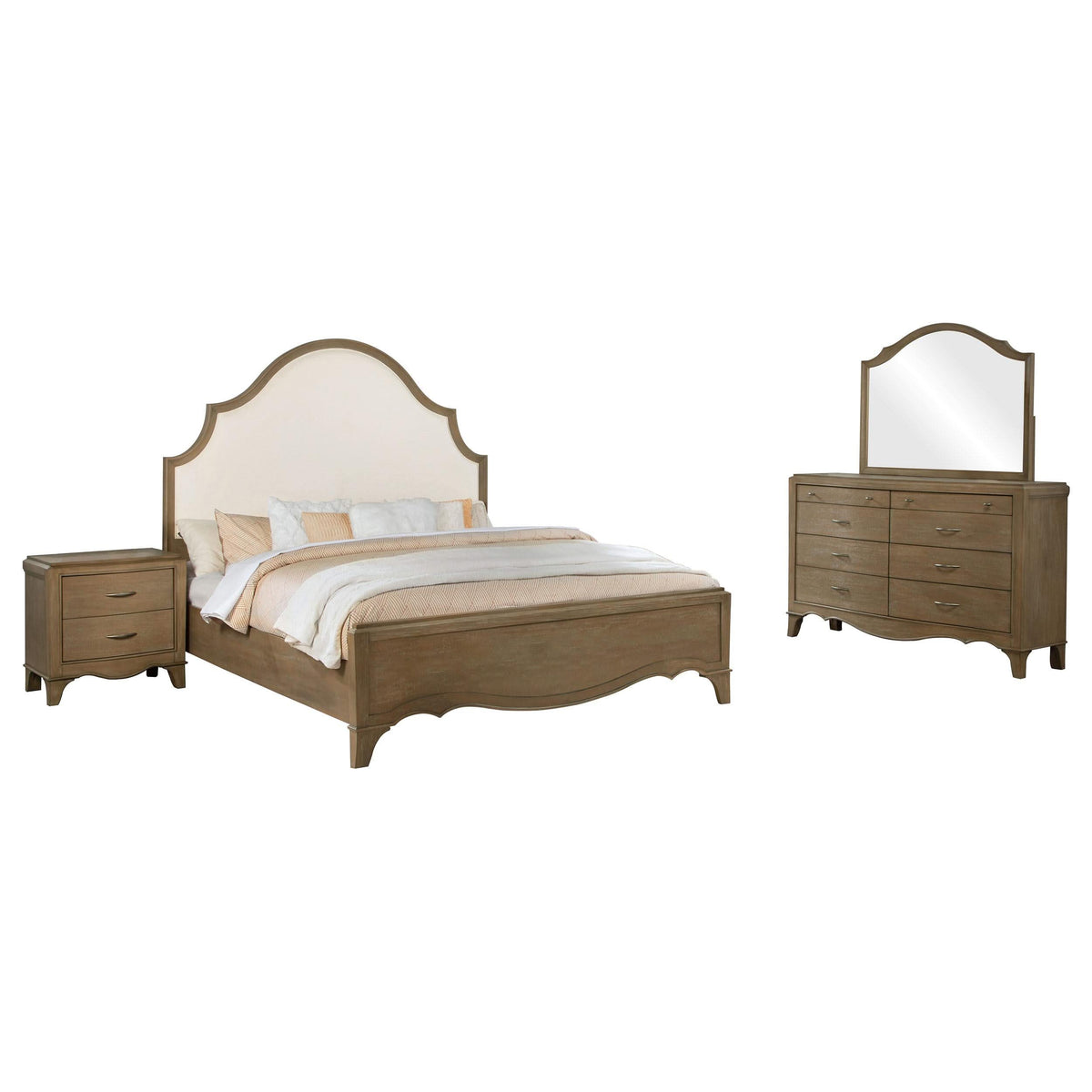 Juego de dormitorio Revello California King de 4 piezas en color mango lavado