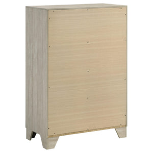Juego de dormitorio Trenton de 5 piezas tamaño queen en color crema rústico
