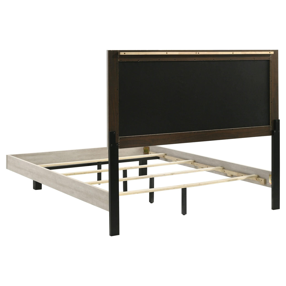 Cama Trenton de 54 pulgadas con paneles de madera tamaño queen, color crema rústico