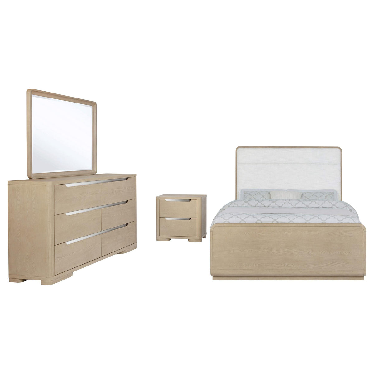 Juego de dormitorio Ladera de 4 piezas Eastern King, olmo claro