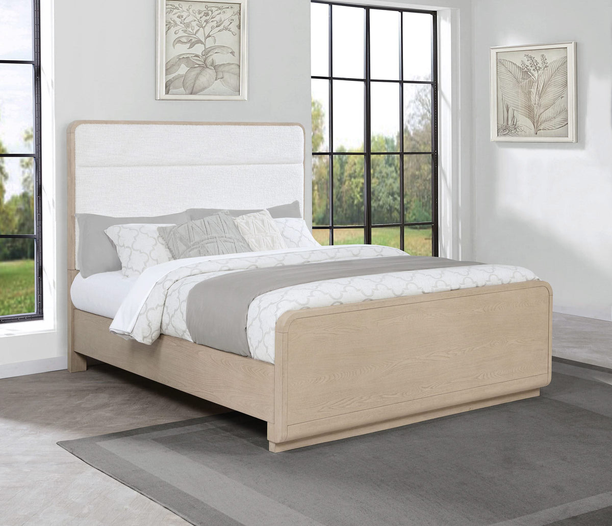 Cama Queen Ladera de 56 pulgadas con paneles en olmo claro