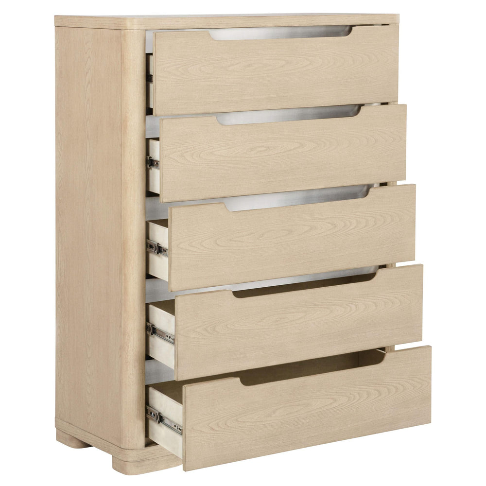 Cómoda de dormitorio Ladera de 5 cajones en olmo claro