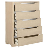 Cómoda de dormitorio Ladera de 5 cajones en olmo claro