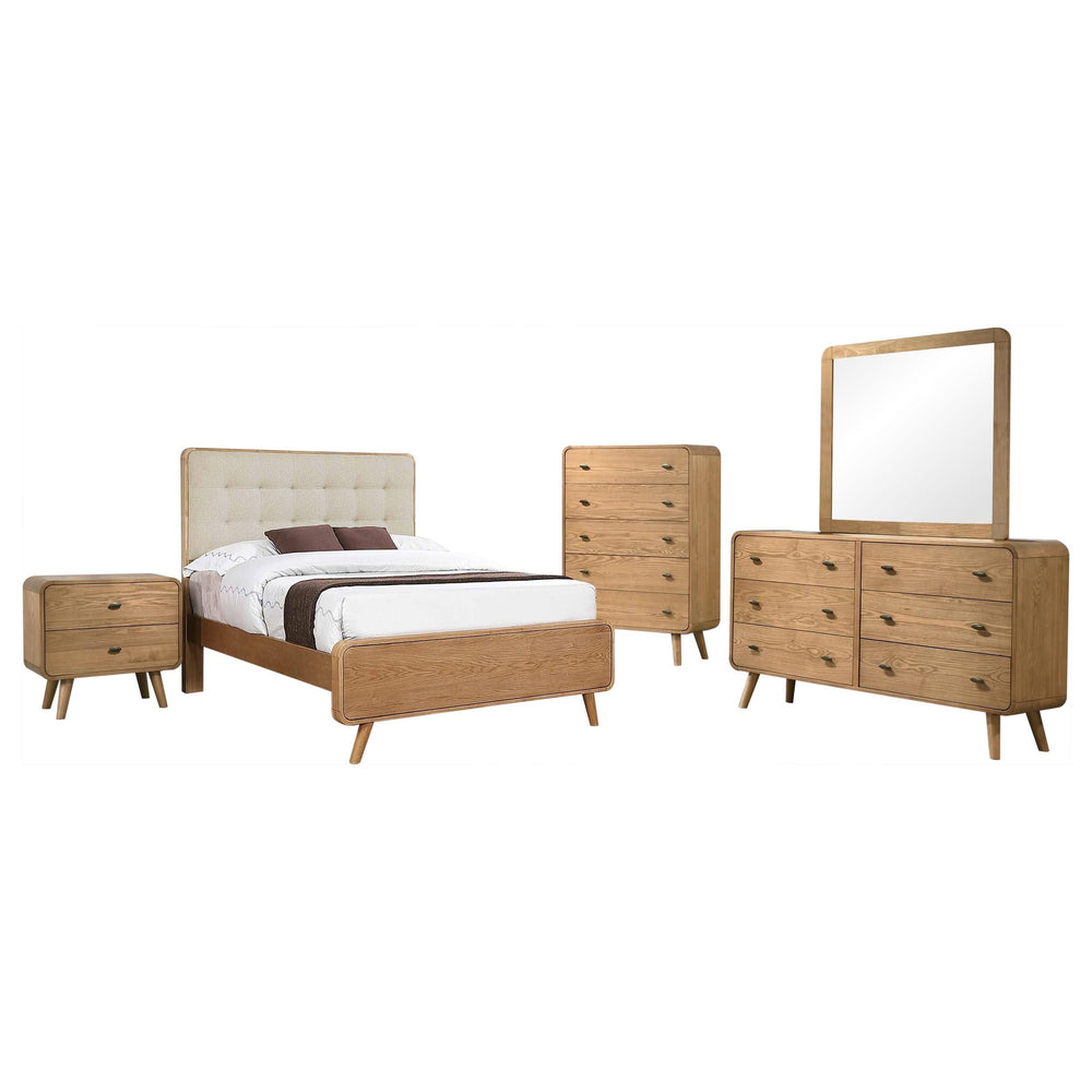 Juego de dormitorio completo Robyn de 5 piezas en color ceniza claro