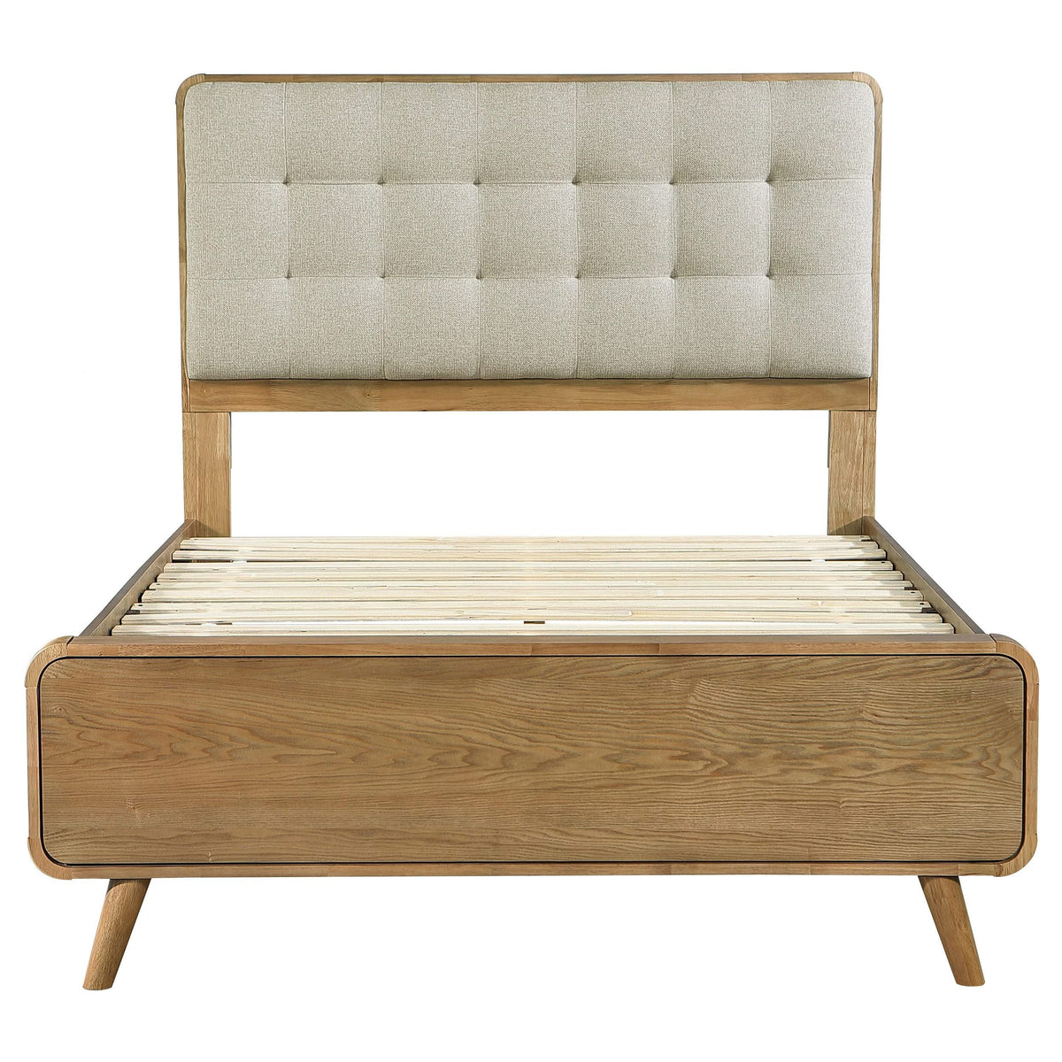 Cama de plataforma completa Robyn Wood de fresno claro