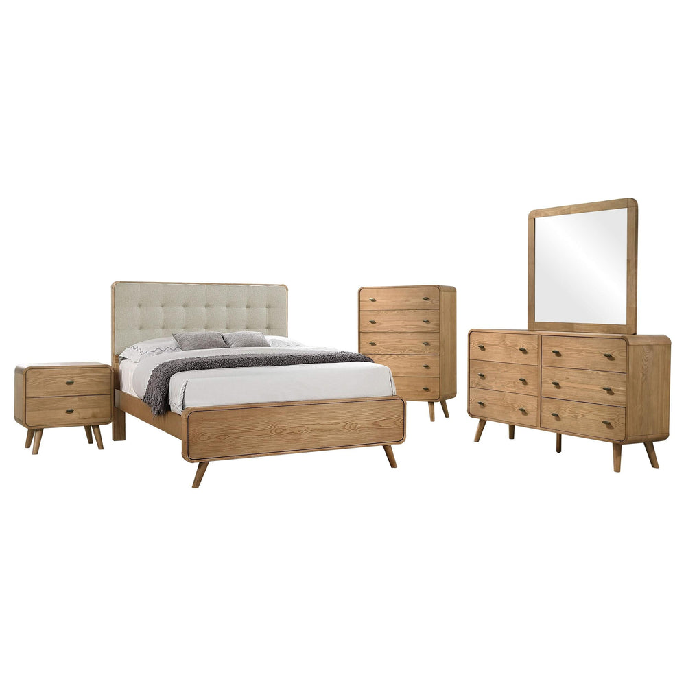 Juego de dormitorio Robyn Queen de 5 piezas en color ceniza claro