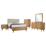 Juego de dormitorio Robyn Queen de 5 piezas en color ceniza claro