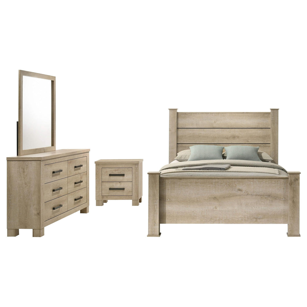 Juego de dormitorio Oakglen Eastern King de 4 piezas, roble desgastado