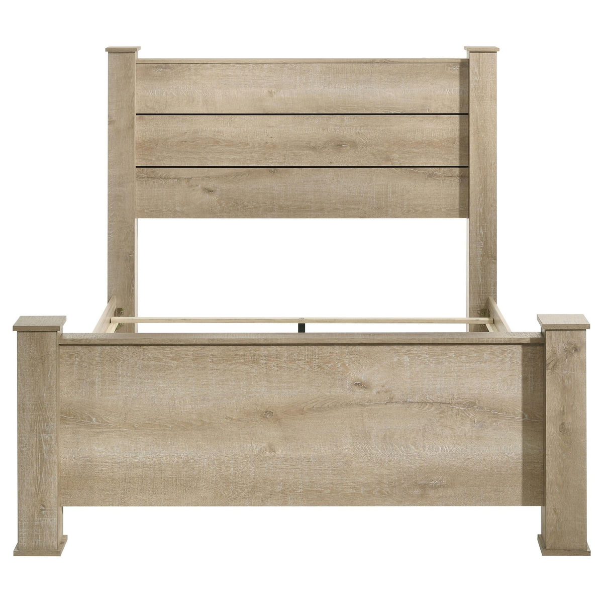 Cama Oakglen de 55 pulgadas con paneles estilo Eastern King, roble desgastado