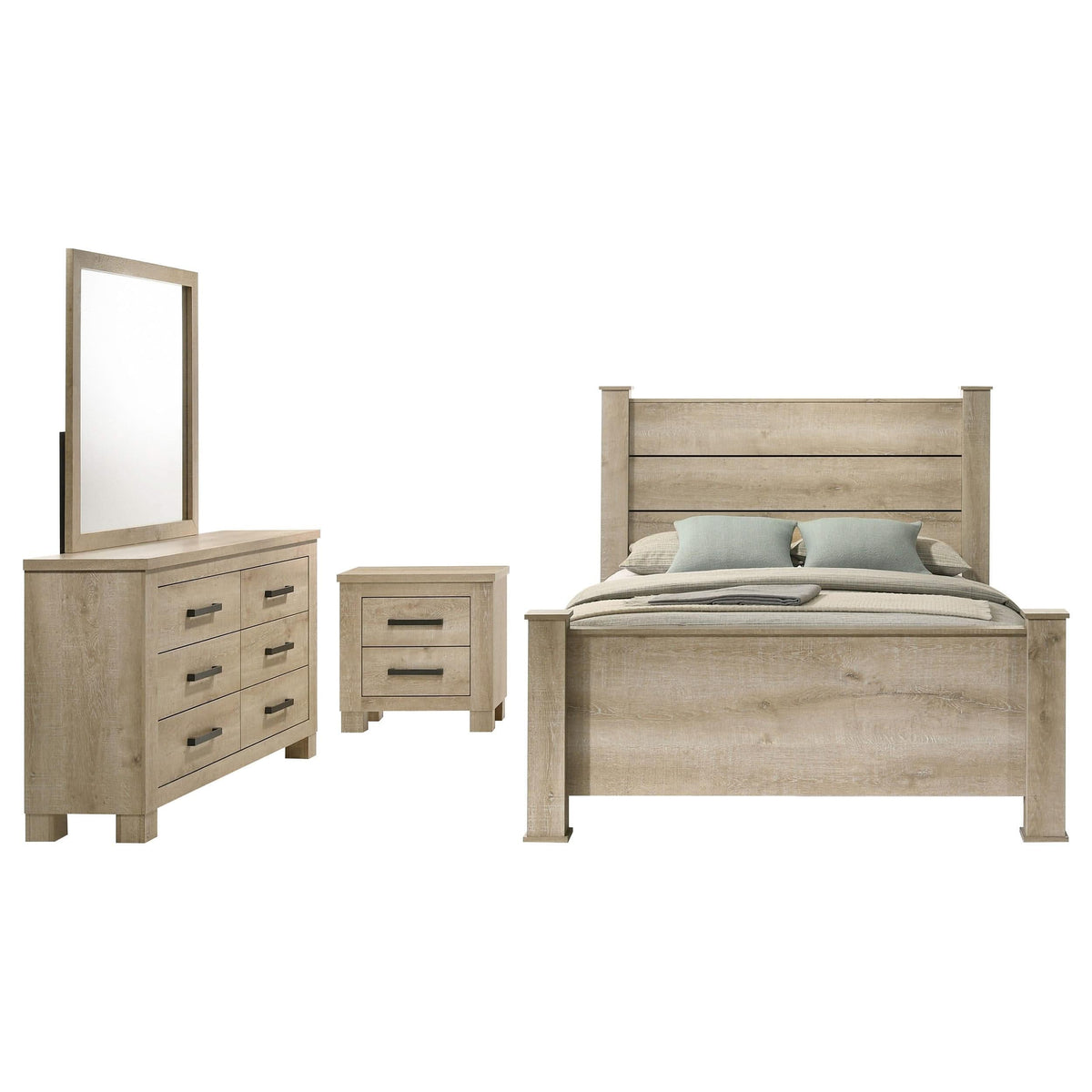 Juego de dormitorio Oakglen California King de 4 piezas, roble desgastado