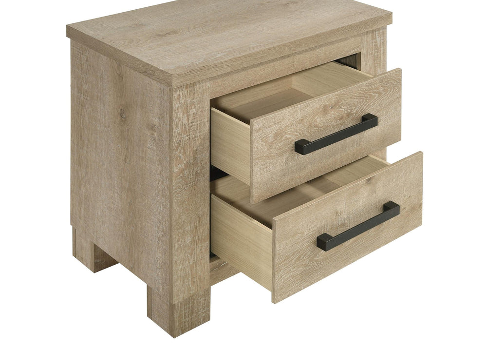 Mesita de noche Oakglen de 2 cajones, roble desgastado
