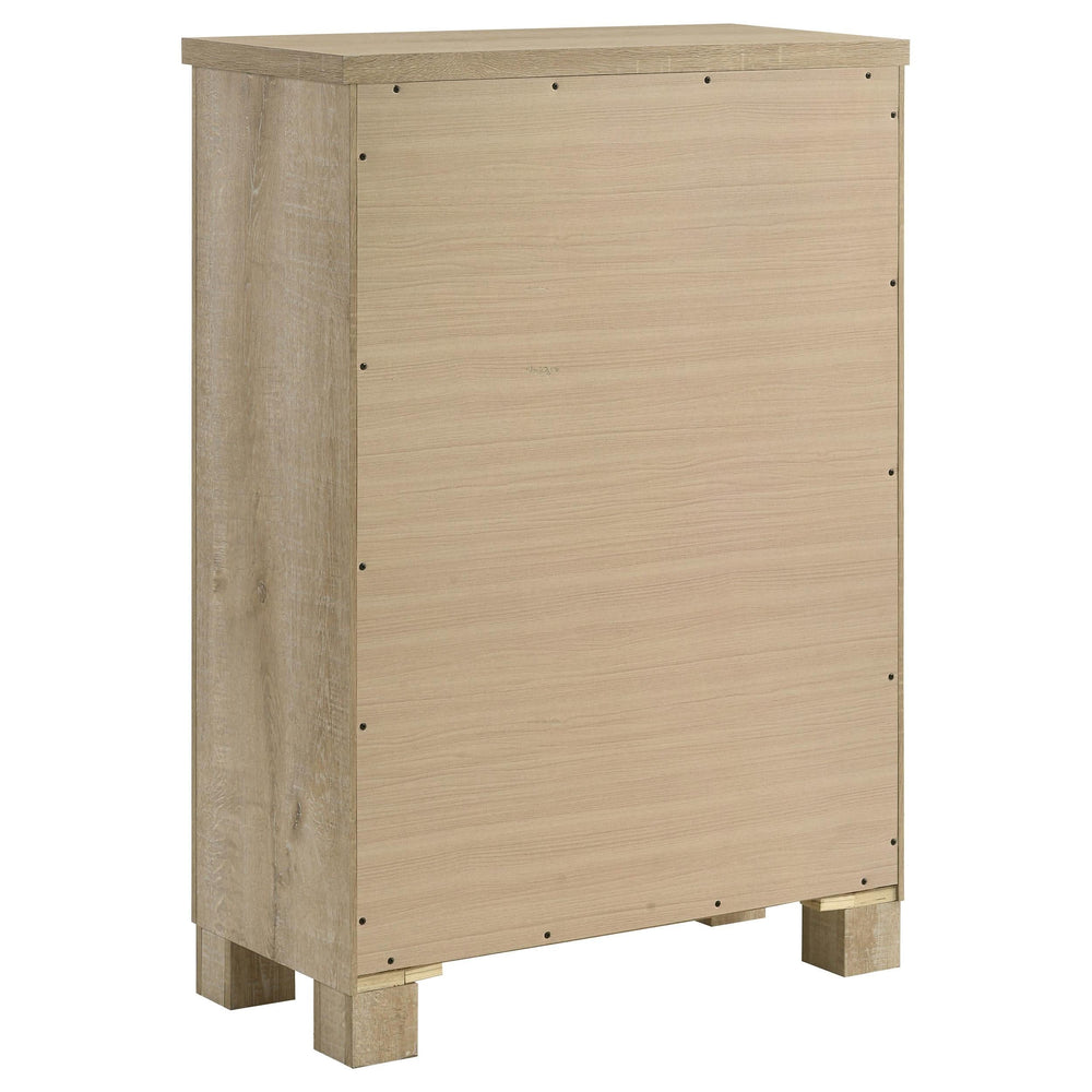 Cómoda de dormitorio Oakglen de 5 cajones en roble desgastado