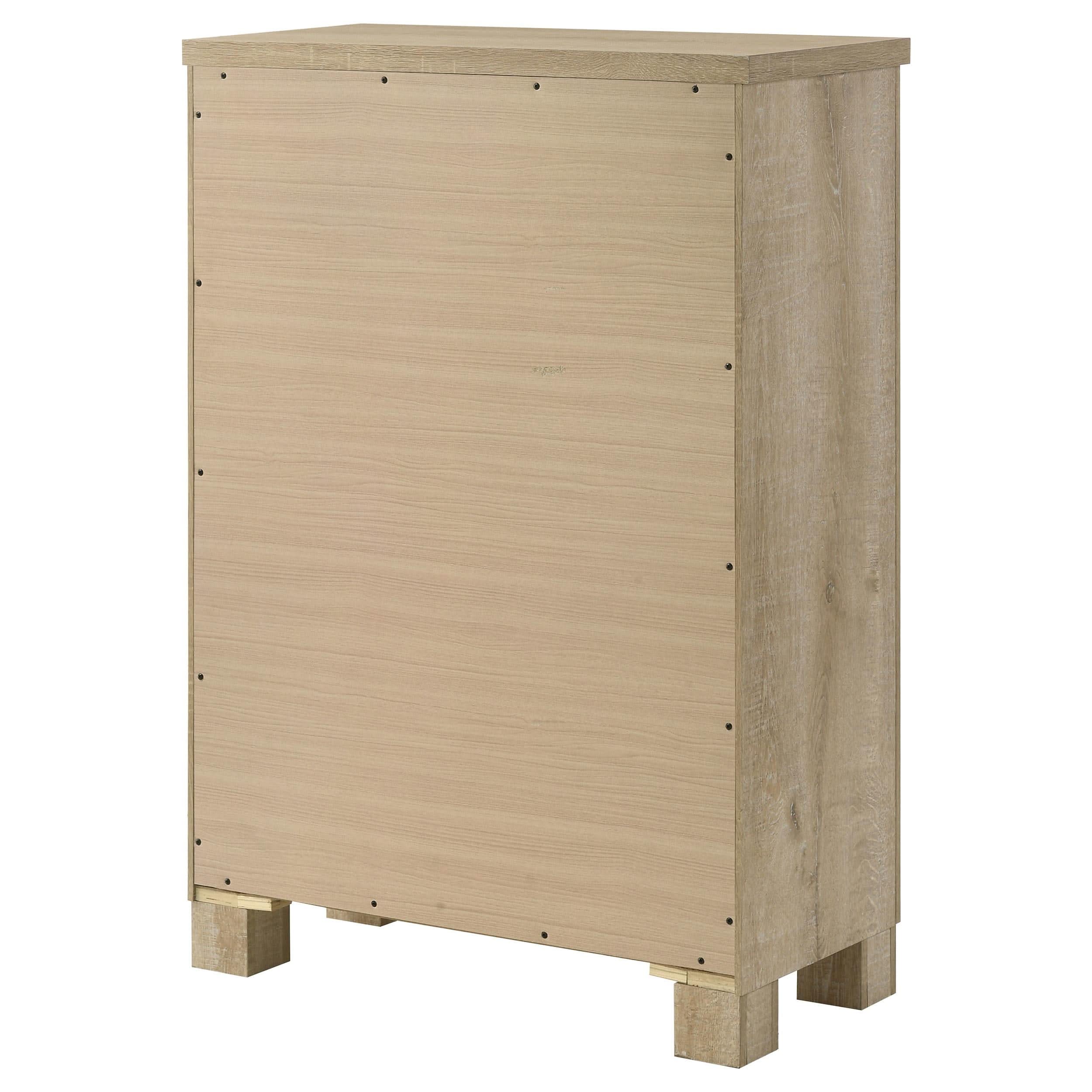 Cómoda de dormitorio Oakglen de 5 cajones en roble desgastado
